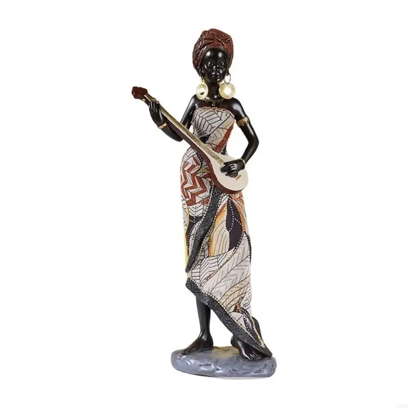  Retro Styles Resins African Woman Statue Exotic Tribal Lady Figurine Ornament for Home and Living Room Tabletop Decors