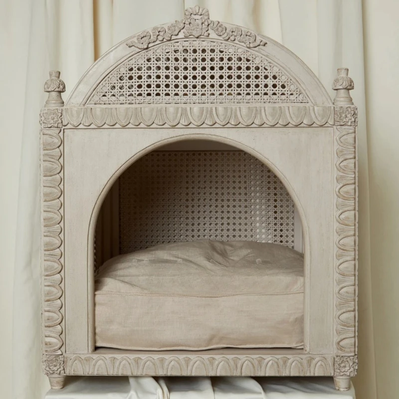High-end solid wood indoor litter kennel at dog cat villa