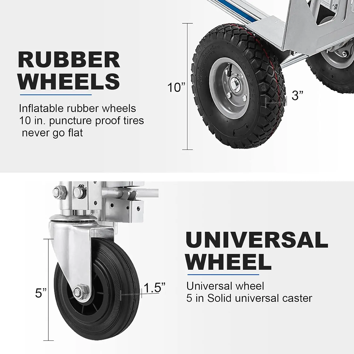 3in1 Aluminum Hand Truck,Convertible Hand Truck Dolly Large Size 1000 lb Capacity, Utility Cart Converts from Hand Truck to Plat