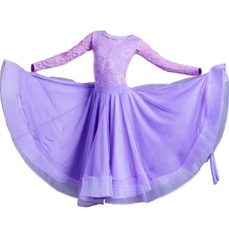 Anzug Walzer Rumba Modern Dance Kleidung Neue Ballroom Dance Wettbewerb Kleid Für Mädchen Langarm Spitze Tops Röcke
