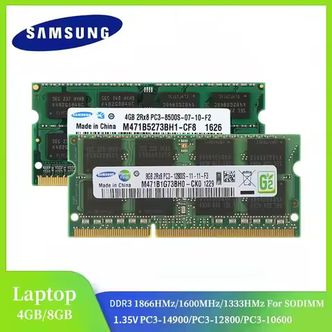 1/2PCS SAMSUNG Memoria Laptop Ram DDR3 8GB 4GB 1333Mhz 1600Mhz 1866Mhz SO-DIMM PC3-10600 12800 14900 Notebook 1.5V PC3 Memoria