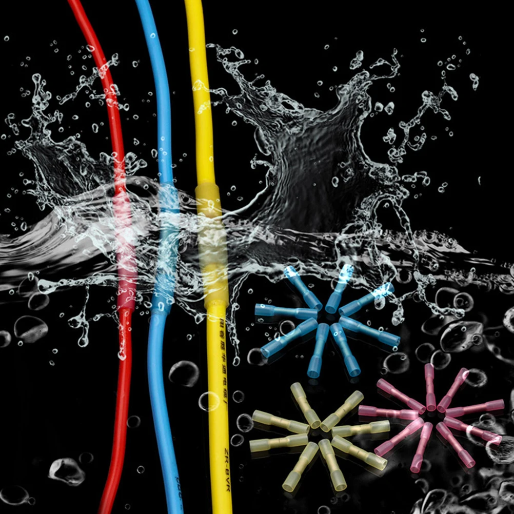 

100 Pcs Heat Shrink Terminal Connectors Non Conductive Tubing Electrical Assorted Translucent Wire Terminals Waterproof Flame