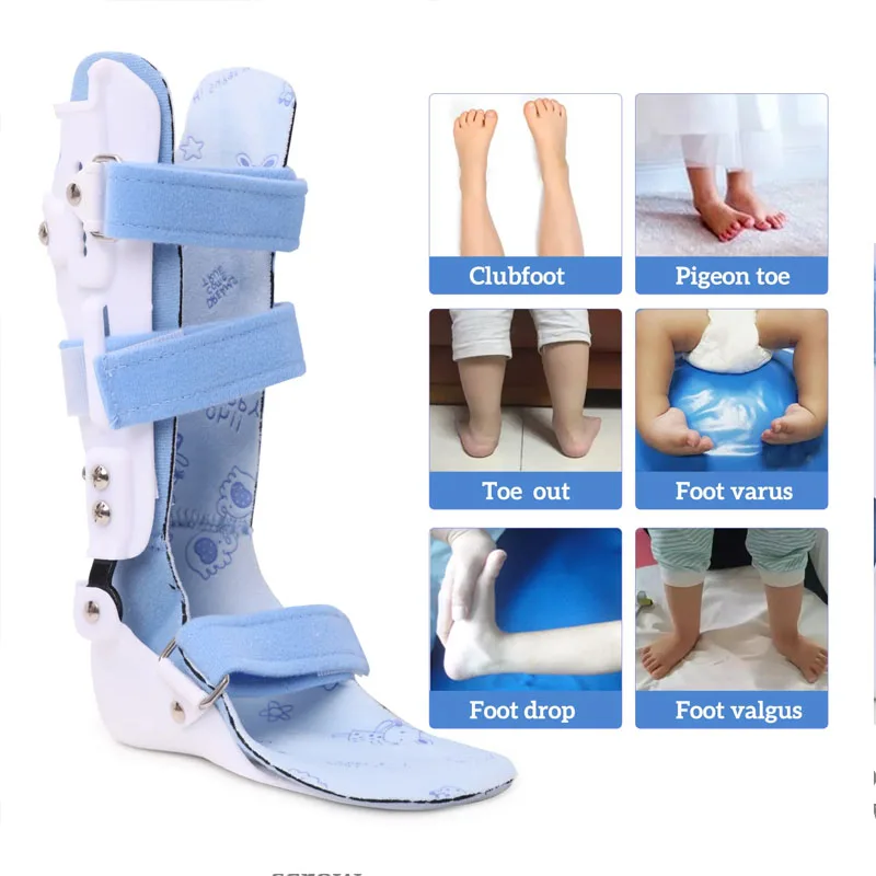 1Pcs Adjustable AFO Drop Foot  Support-Children Ankle Corrector Brace -Ankle Joint Varus Valgus Calf Fracture Fixer Removable