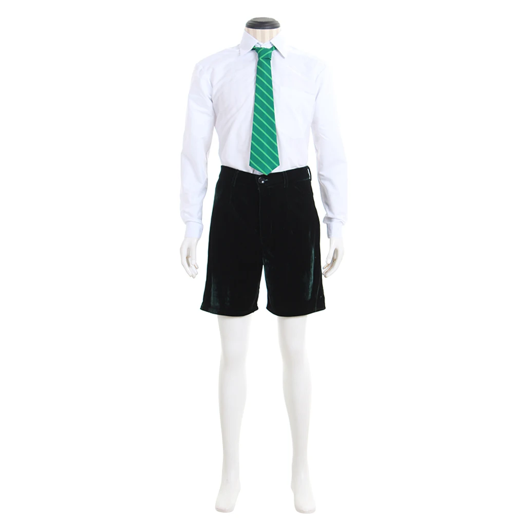 Men's Green Velvet Jacket Shirt Shorts Full Set Halloween Carnival Musical Stage Rock Band Angus Young School Uniform Streetwear