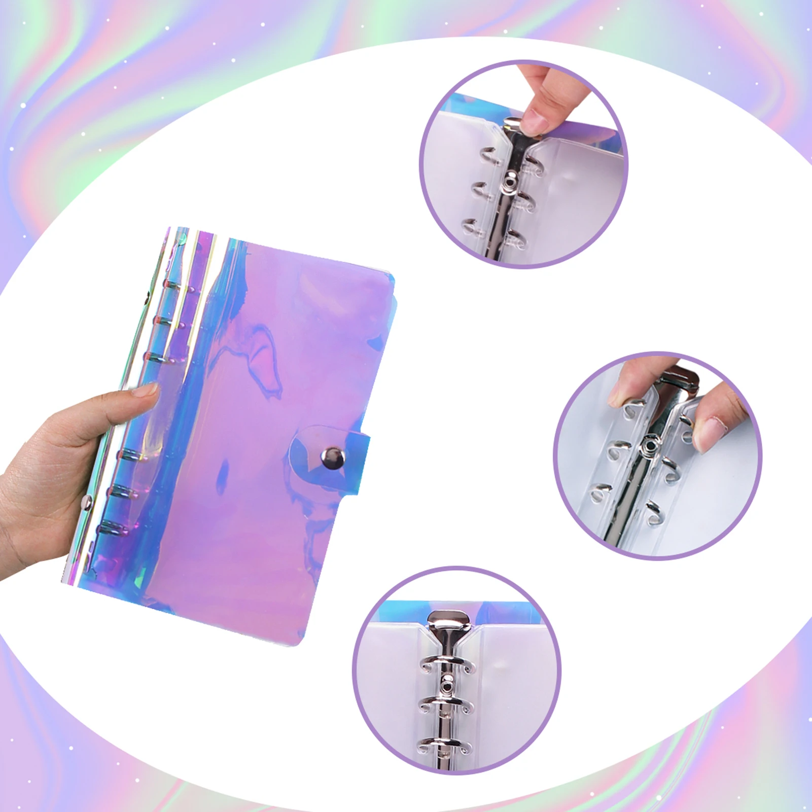 A6 Budget Binder Cover with 10Pcs Transparent Cash Envelopes Waterproof PVC Zippered Cash Bags for Budget