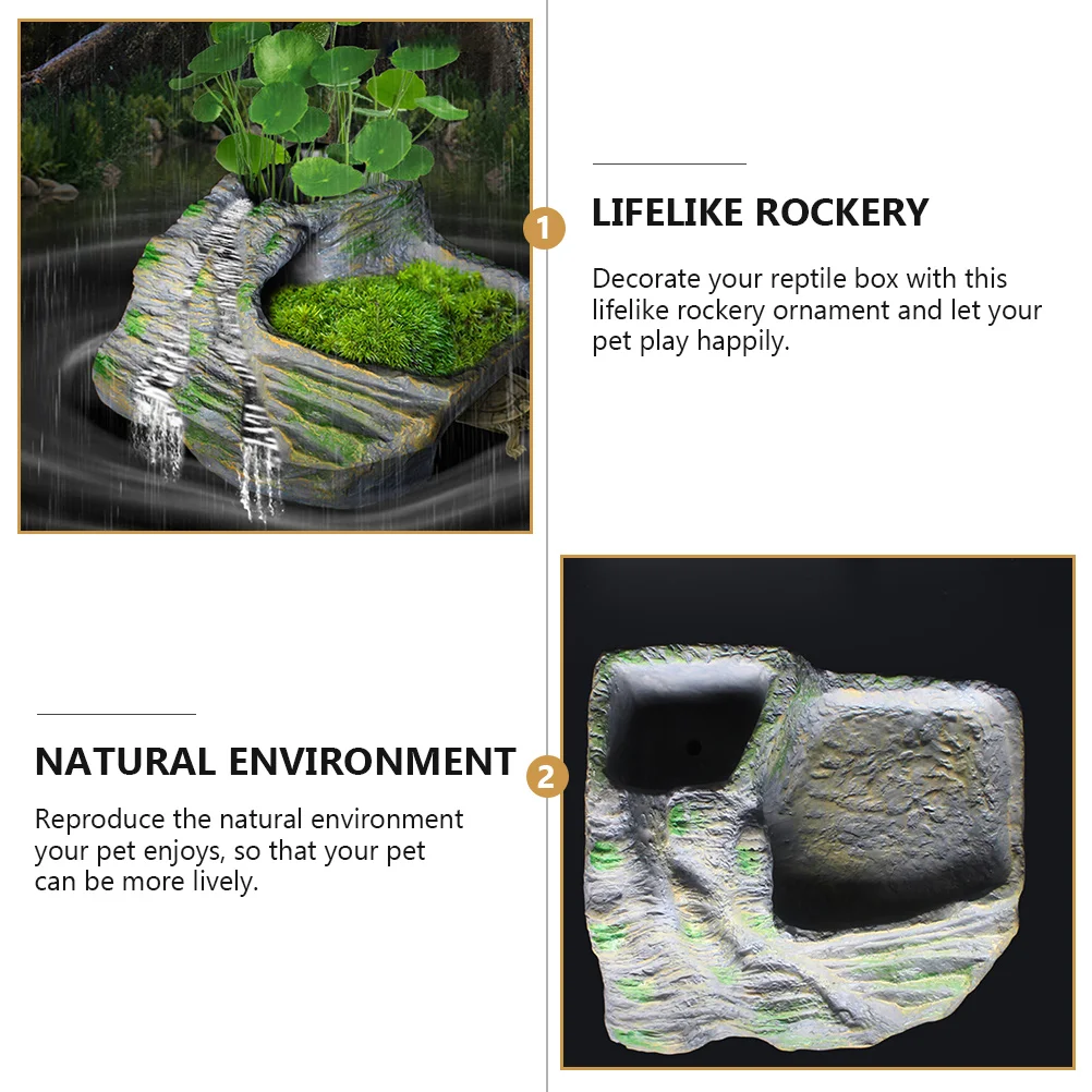 

Resin Craft Tortoise Basking Platform Lifelike Reptile Hideout Decorative Turtle Platform Scene Layout Prop For Reptiles