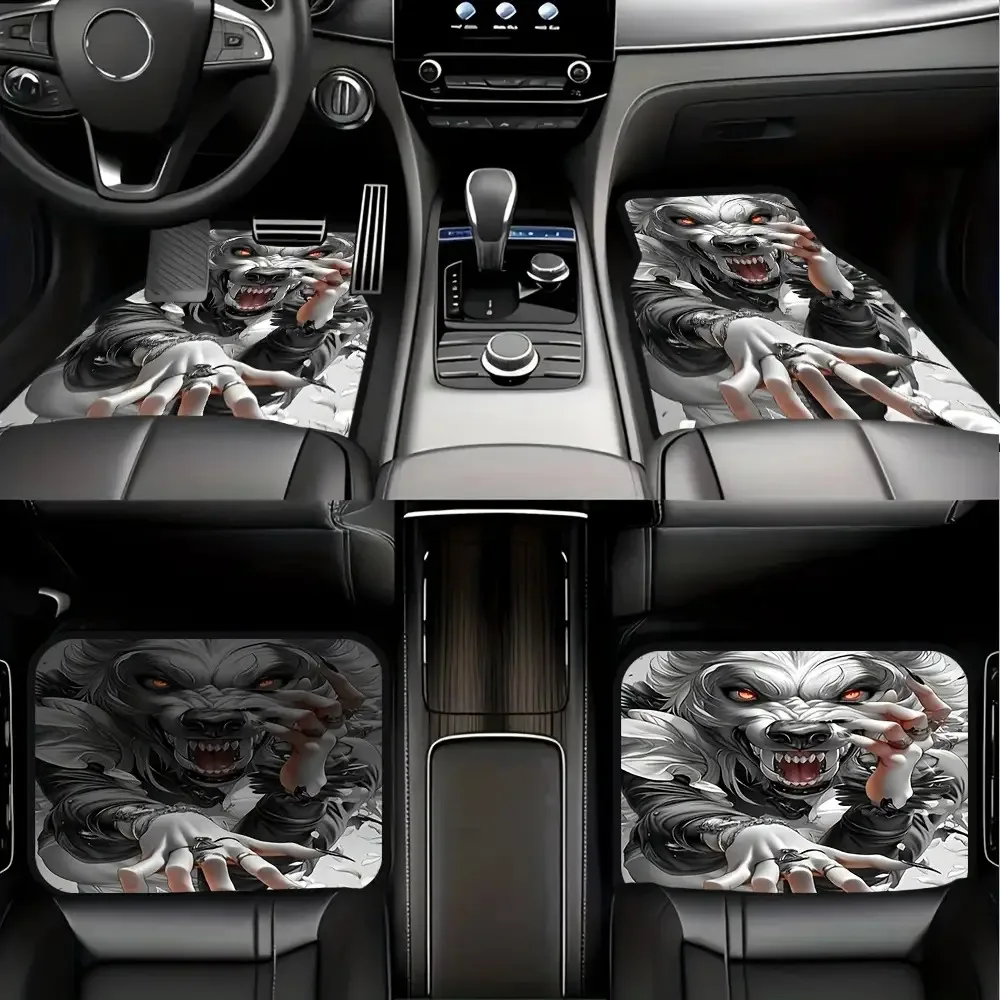 Set Of Four Premium PU Car Floor Mats, Designed For Complete Coverage And Compatible With Various Car Models