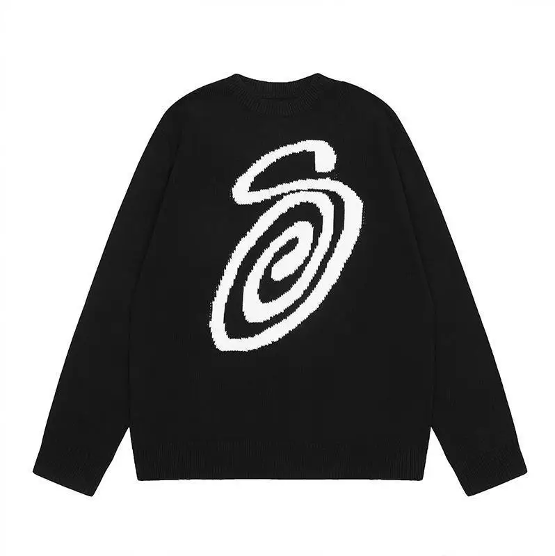 Y2k Millennium Wind Mosquito Coil Pattern Printed Pattern Round Neck Loose Sweater Street Style Knitted Sweater Top For Women