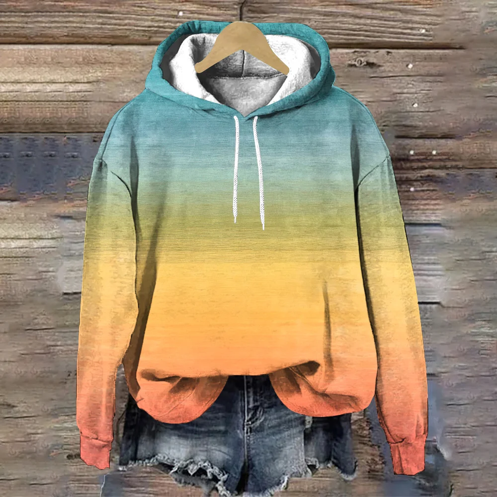 Colored Stripes Autumn Fashion Women's Hoodie Loose Women's Sweatshirts Y2K Clothing Tops Casual Trend Female Pullover Hoodies