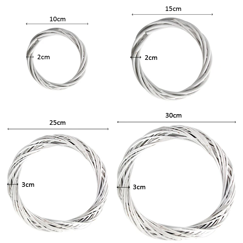 1PC 10-30cm White Rattan Wreath Ring DIY Easter Egg Decor Flower Garland Christmas Party Gifts Wedding Birthday Home Supplies