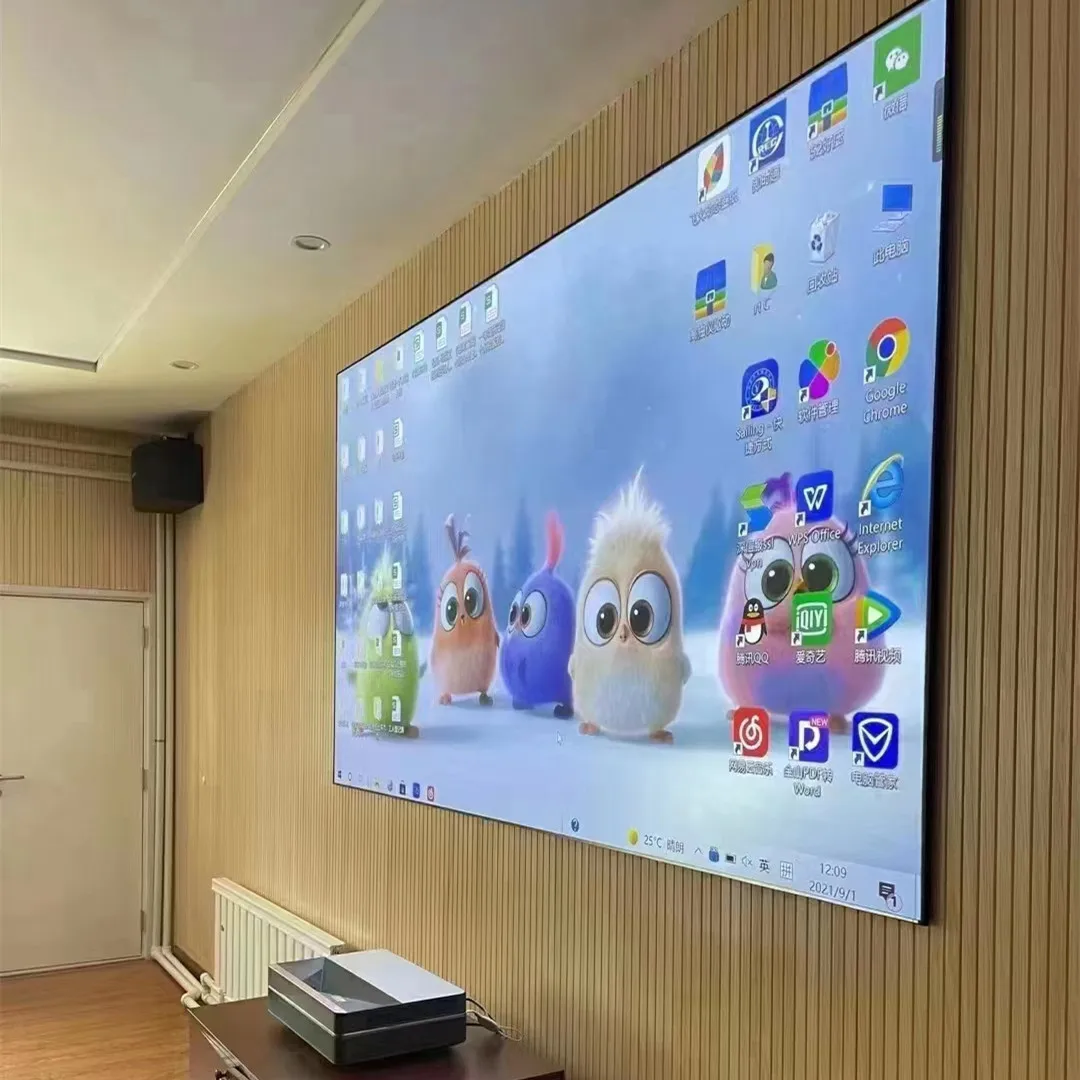 TrinoNerve-ALR Luz Ambiente Rejeitando Tela PET Black Crystal Frame Projeção, Novo, 24