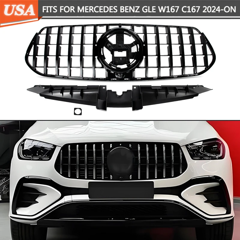 

Передняя решетка GTR глянцевая черная для Benz W167 GLE350 GLE450 GLE580 GLE53 2024 2025