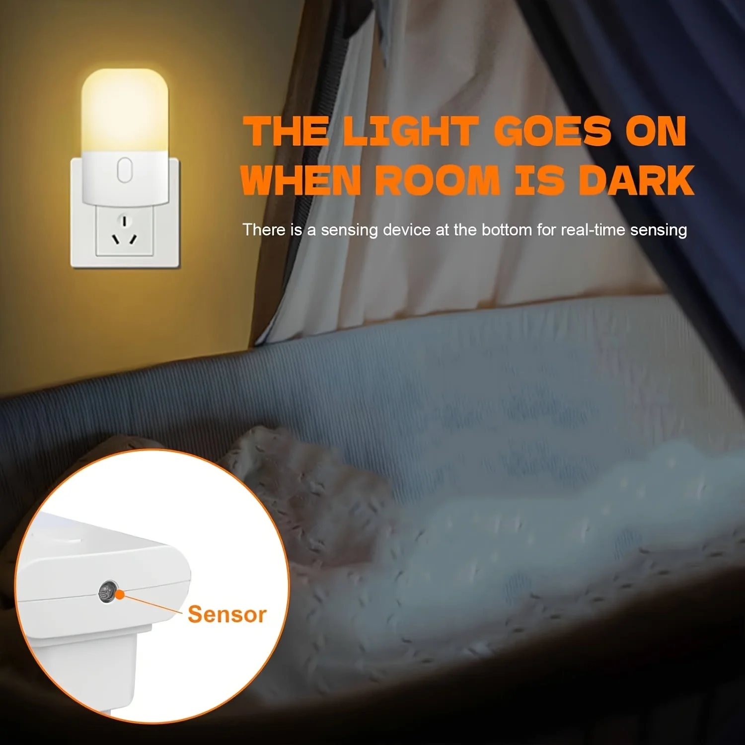 1/2/4pcs LED Night Light, Adjustable Brightness Warm White Mini Night Light with Auto On/Off, Wall-Mounted Plug-In
