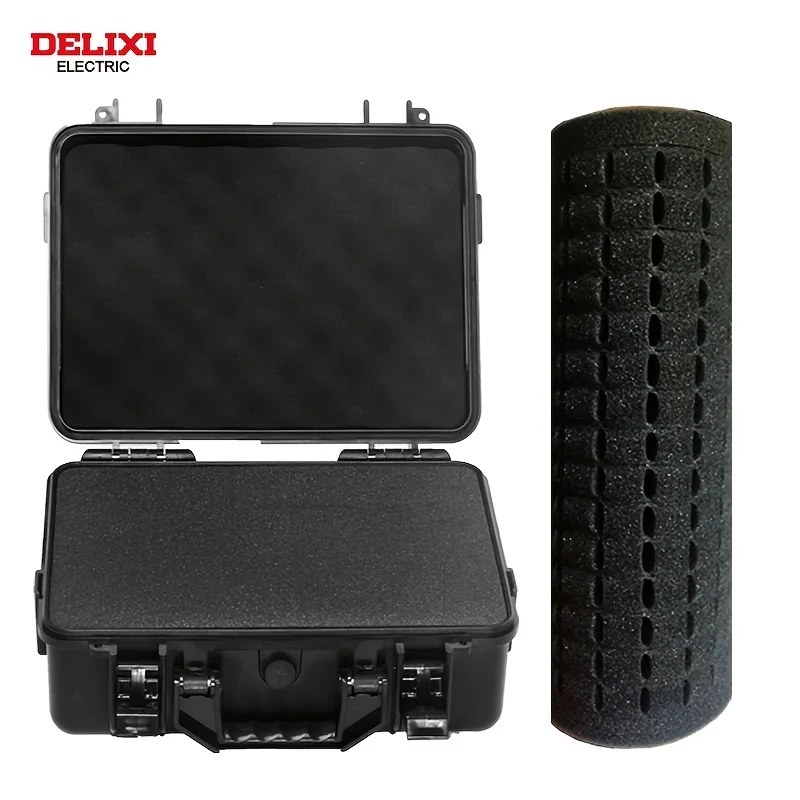 DELIXI ELECTRIC Hard Protective Safety Case,Shockproof Equipment Tool Box with Customizable Pick-Pluck Foam for Item Storage.