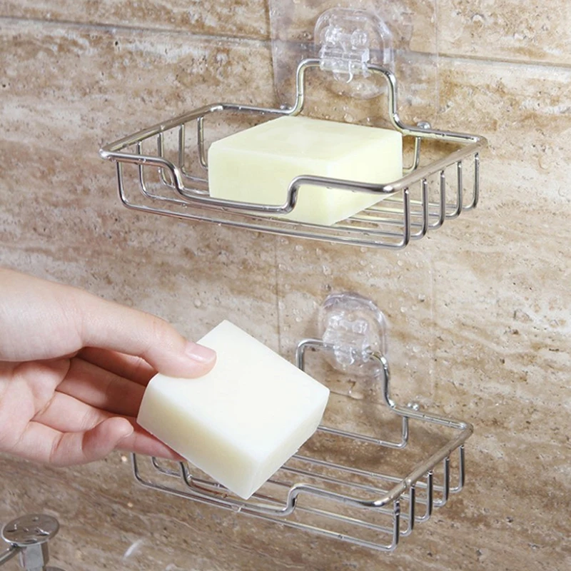 Stainless Steel Bathroom Corner Shower Shelf Wrought Iron Shampoo Storage Rack Holder With Suction Cup Bathroom Accessories