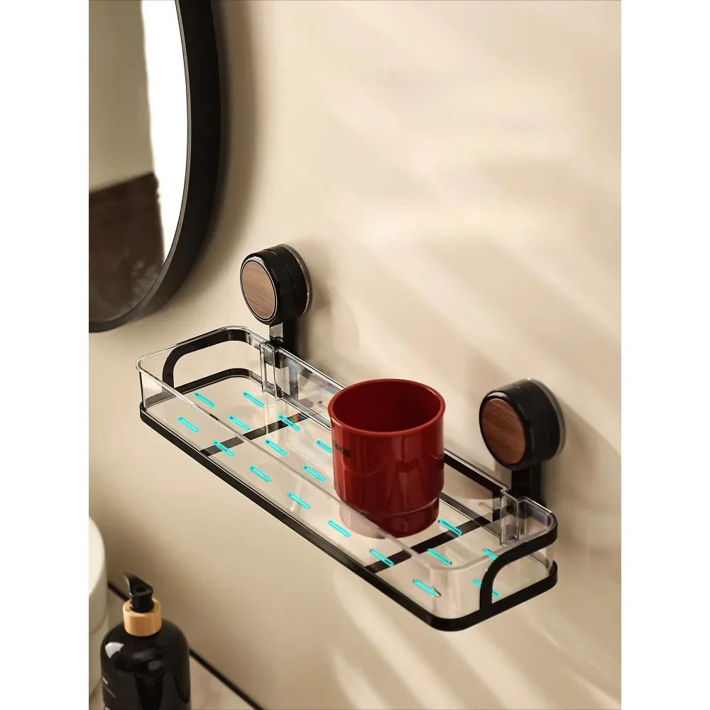 Suporte de ventosa com padrão de nogueira, antigo, pia de banheiro, armazenamento de perfuração livre de parede