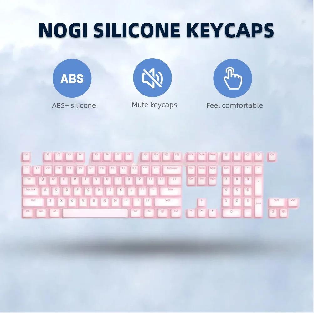 Nogi Cherry Profile Silicone Keycap 104 Pcs Mechanical Keyboard Keycaps Accessories Silent for 21/61/87/104/108 Keys