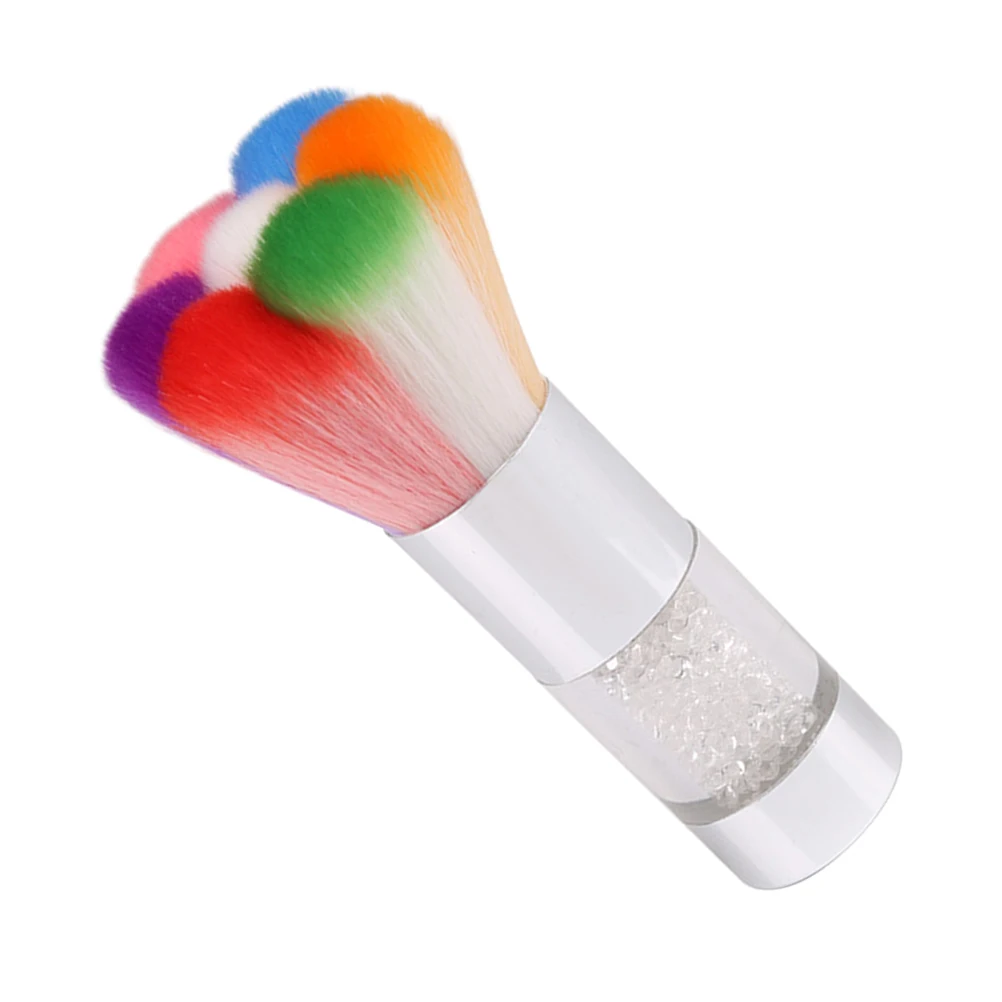 Spazzola per polvere per nail art arcobaleno Manico in metallo Detergente a forma di petalo per unghie acriliche Strumento per trucco in polvere Design portatile