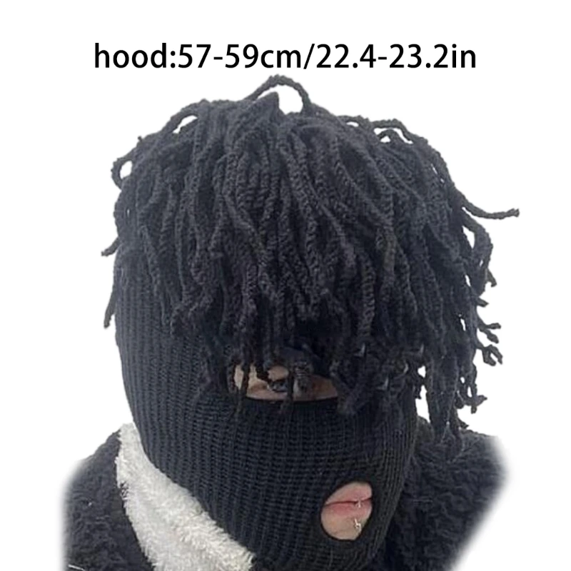 Halloween Funny Knit Hat Warm Full Face Cover Devil Horn Balaclava Hat