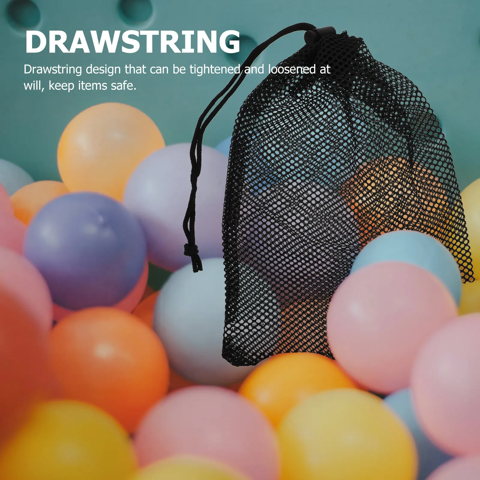 

2Pcs Golf Ball Holder Nets Black Elastic Large Mouth Drawstring Sports Storage Bag Portable Mesh Ball Protection Carrier