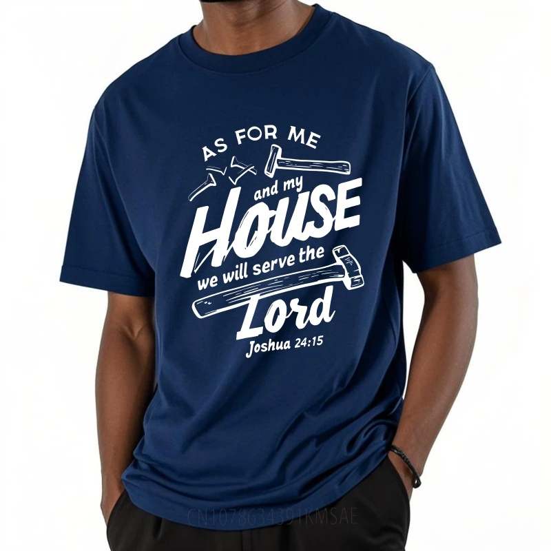 Breathable Boys Short Sleeve T-shirt As for Me and My House We Will Serve The Lord Stylish for Men's Tee Shirt Y2K Streetwear
