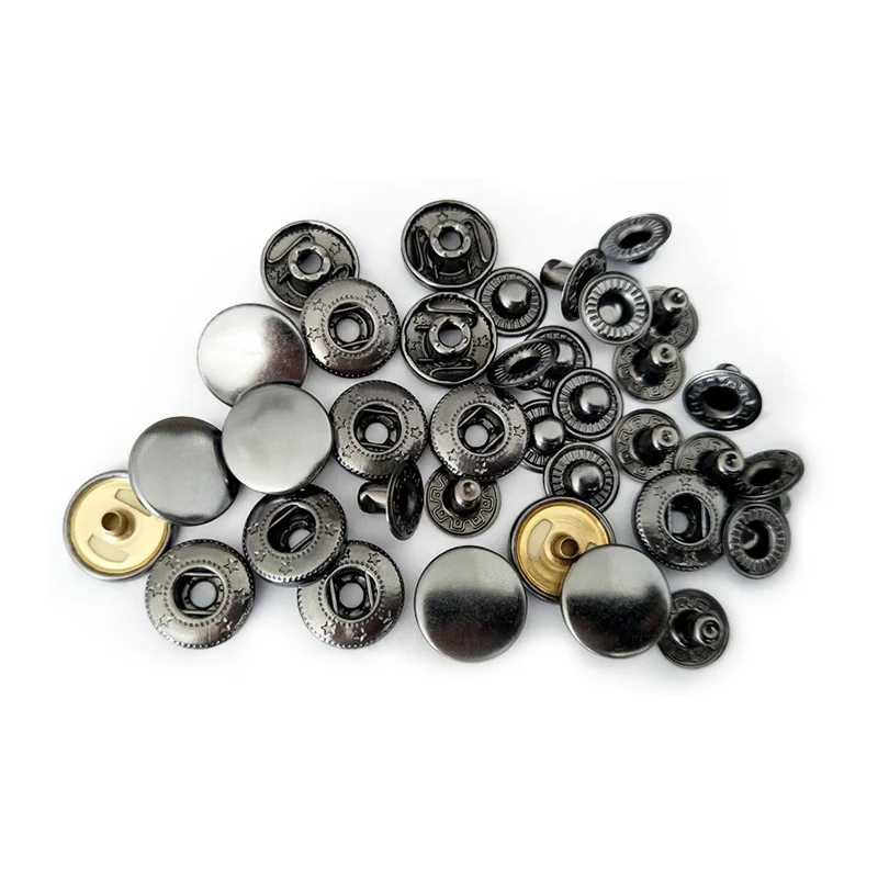 10 Sets 10/12/15/17/20mm Metal Snap Fasteners Snaps Button Press Studs Sewing Button For Clothes Garment Bag Shoes Leather Craft