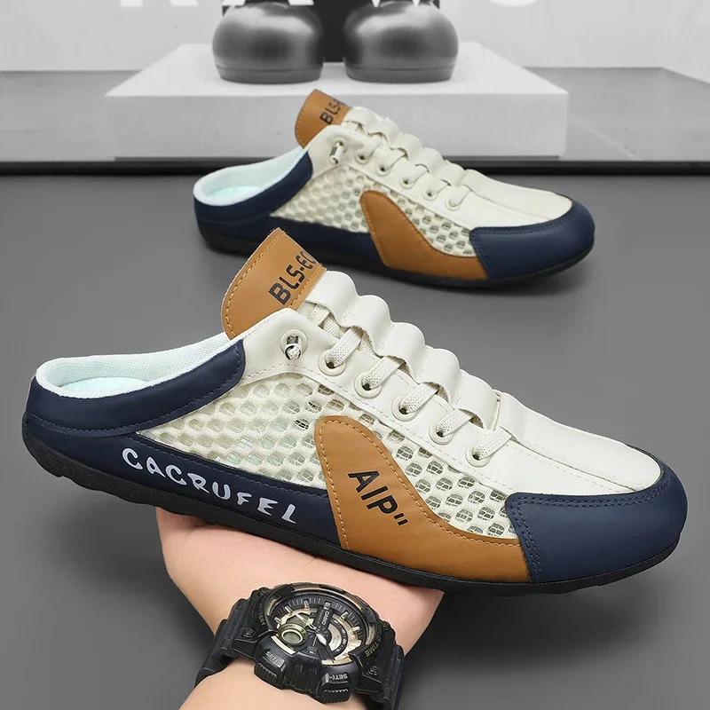 

Summer New Half Carrier Men's Shoes Soft Sole Casual Comfortable Sneakers Men's Slip-on Beanie Shoes sneakers for men