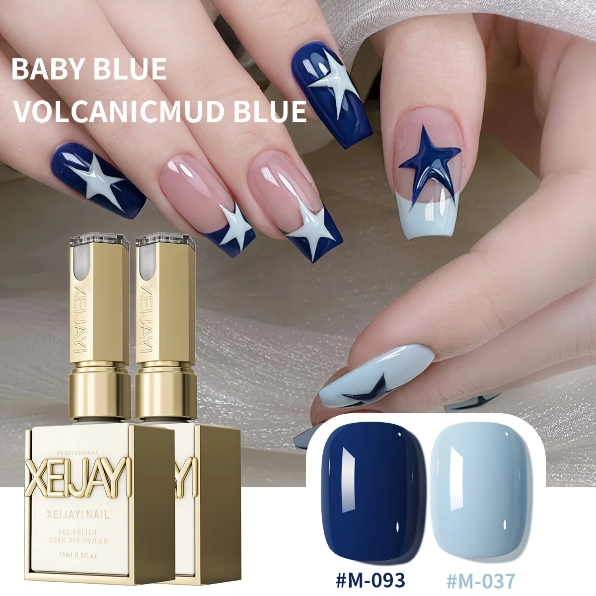 2 Stück Gel-Nagellack im Sternenhimmel-Design, glitzerndes Sternmuster, UV/LED-Gel zum Einweichen, langlebig, hochglänzende Salonqualität