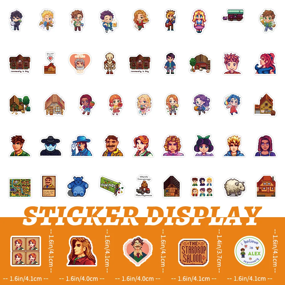 103PCS Game Stardew Valley Sticker Pixel Stijl Graffiti Grappige Decoratieve Briefpapier Doos Plakboek Dagboek Waterdichte Sticker Speelgoed