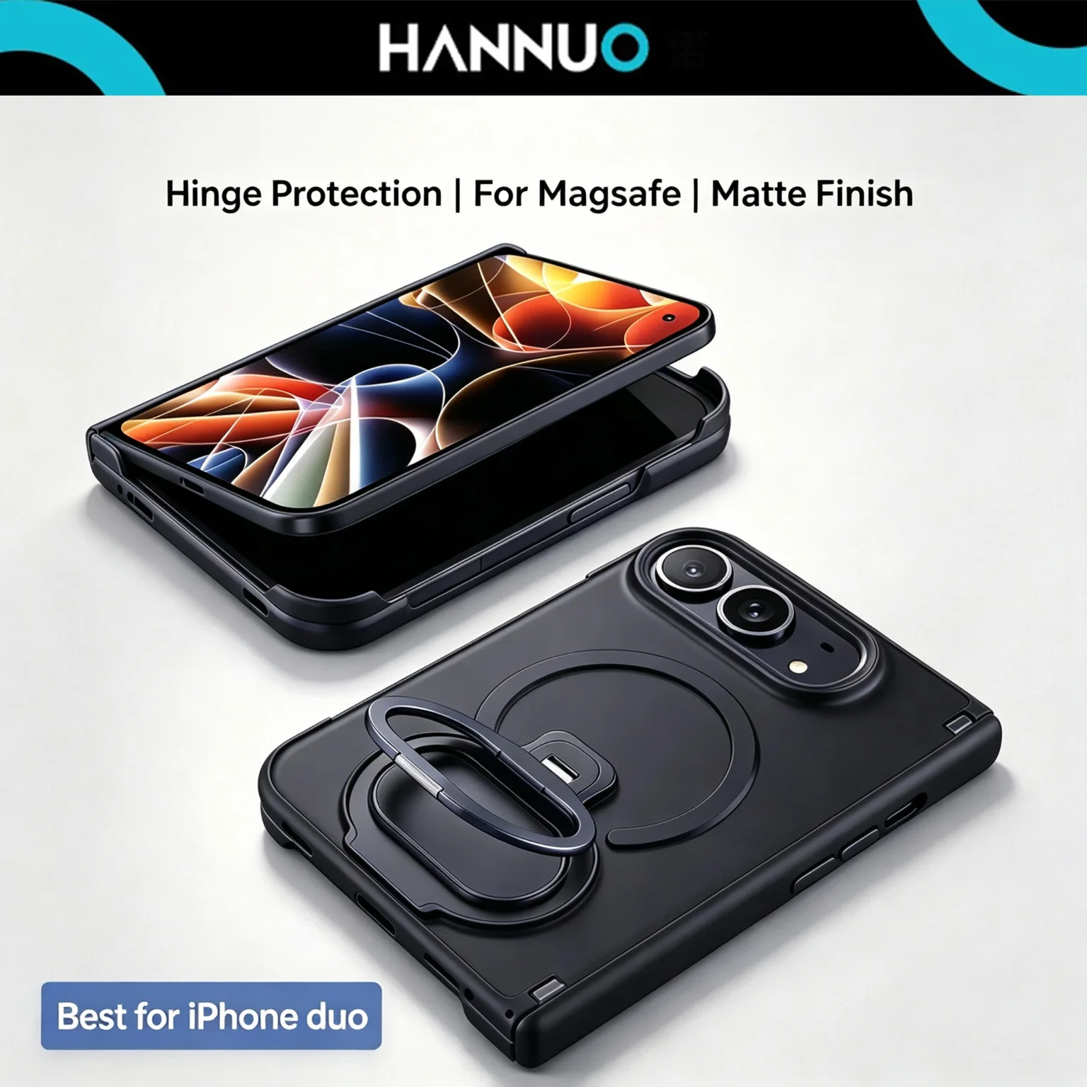 For Magsafe iPhone Duo Case Magnetic Wireless Charging Hinge Case With Double Holder Shockproof Cover For iphone Duo 5G Case