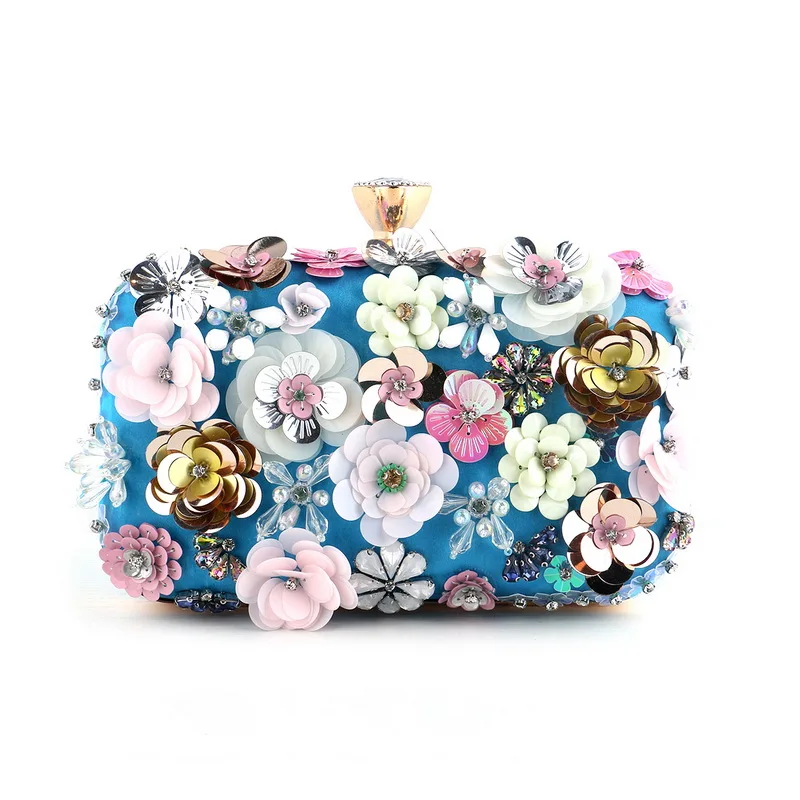 Fashion Women Bags Flower Diamonds Embroidery Small Clutch Luxury Lady Handbags Evening Bags New Arrival Chain Shoulder Purse