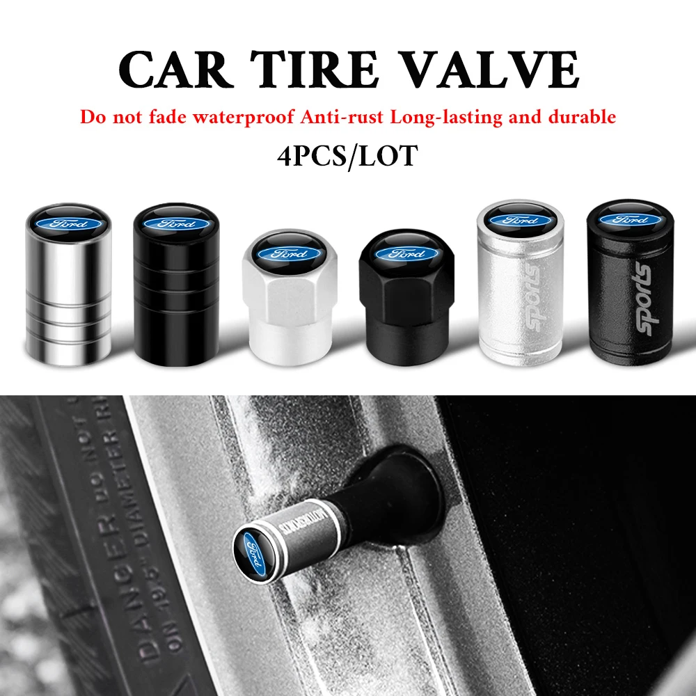 4Pcs Car Wheel Tire Valve Caps Air Tyre Stem Covers Accessories For Ford Focus MK2 Fiesta Mondeo Galaxy Falcon Territory Mustang
