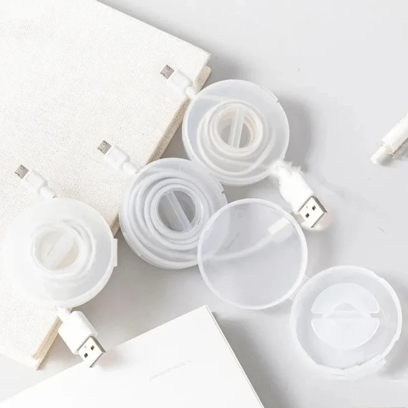 1-3pcs Portable Transparent Cable Organizer Cord Management Cable Protector Winder Retractable Cable Holder Charger Storage Box