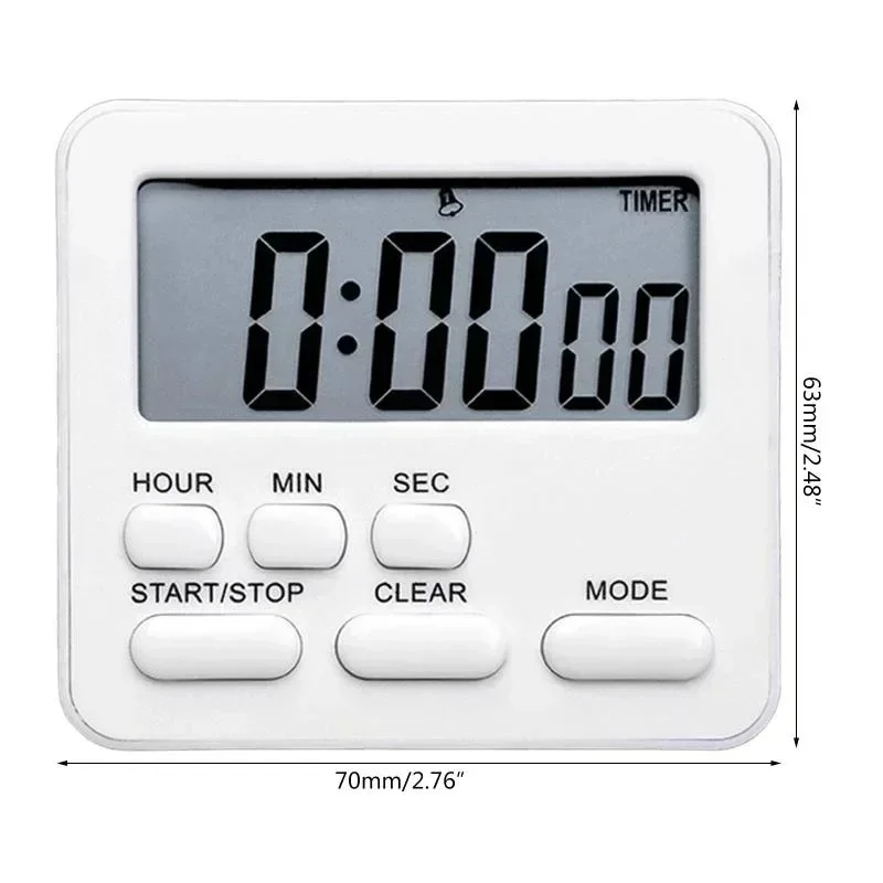 Multifunction Digital Timer Magnetic ABS Material Silent Countdown Alarm Clock for Kitchen Cooking Study Exercise Classroom Use