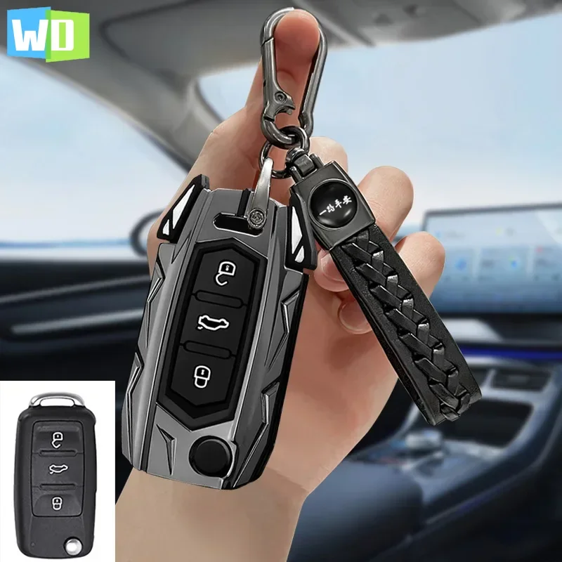 

Zinc Alloy Car Flip Key Case Cover For Volkswagen VW Polo Golf 7 GTI MK7 Tiguan Passat Beetle Skoda Octavia A7 Kodiaq Keychain