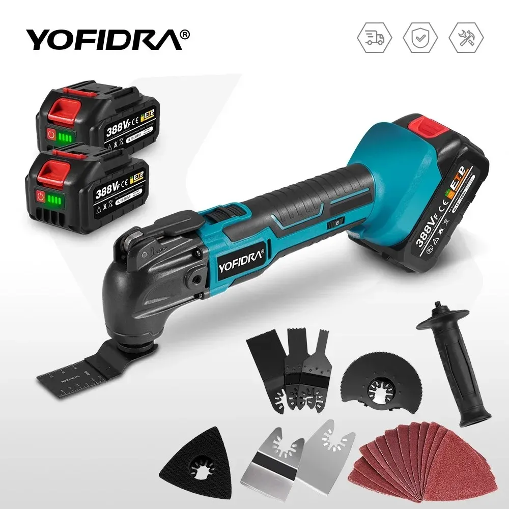 YOFIDRA Oscillating Multi Function Tool Electric Saw Trimmer Shovel Cutting woodworking Machine For Makita 18V Battery Pin