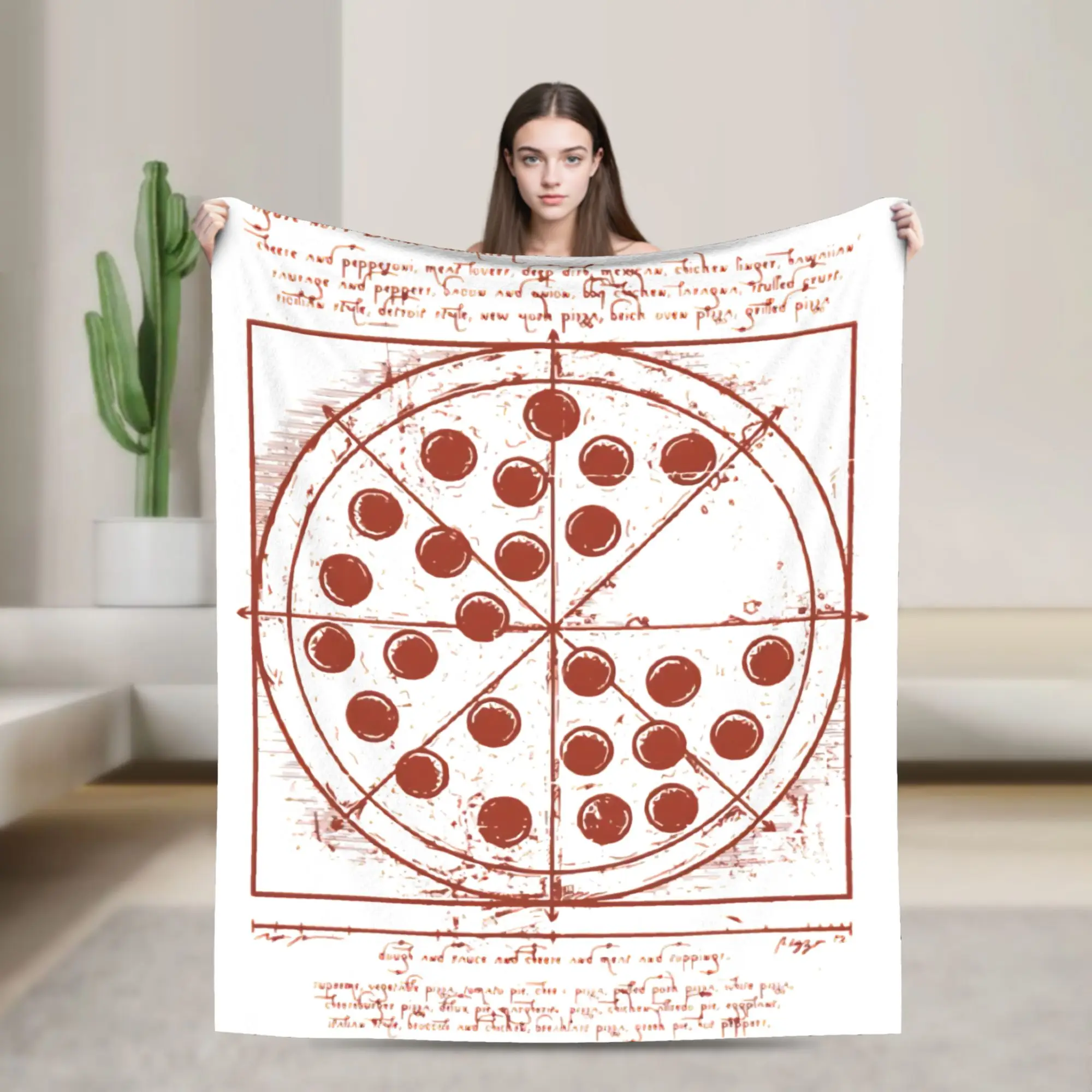 Tom Holland Vitruvian Pizza Blanket  Flannel Novelty Warm Throw Blankets for Bedspread Decoration
