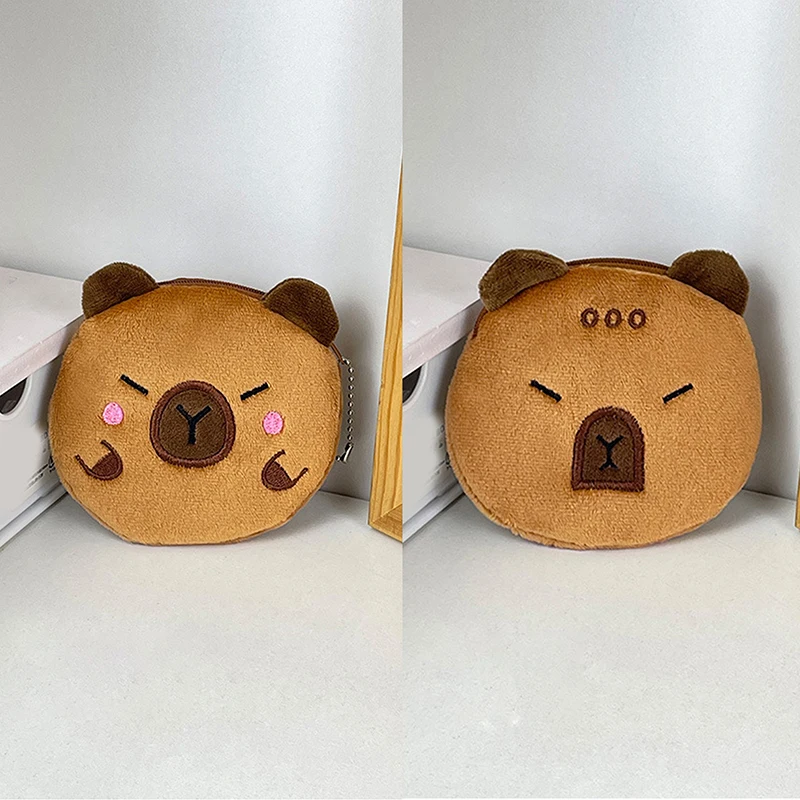 Tas penyimpanan Earphone Capybara Fashion lucu tas koin Capybara kreatif kartun gantungan kunci dompet koin portabel hadiah liontin