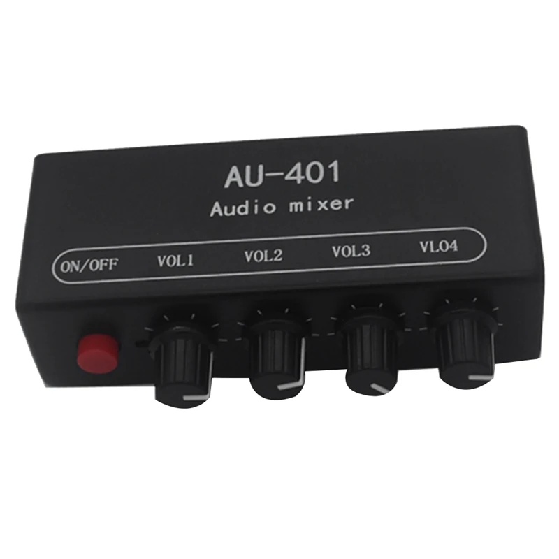 Multi-Source AU-401 DC 5V-12V Stereo Audio Mixer 4 Input 1 Output Individually Controls Board Sound