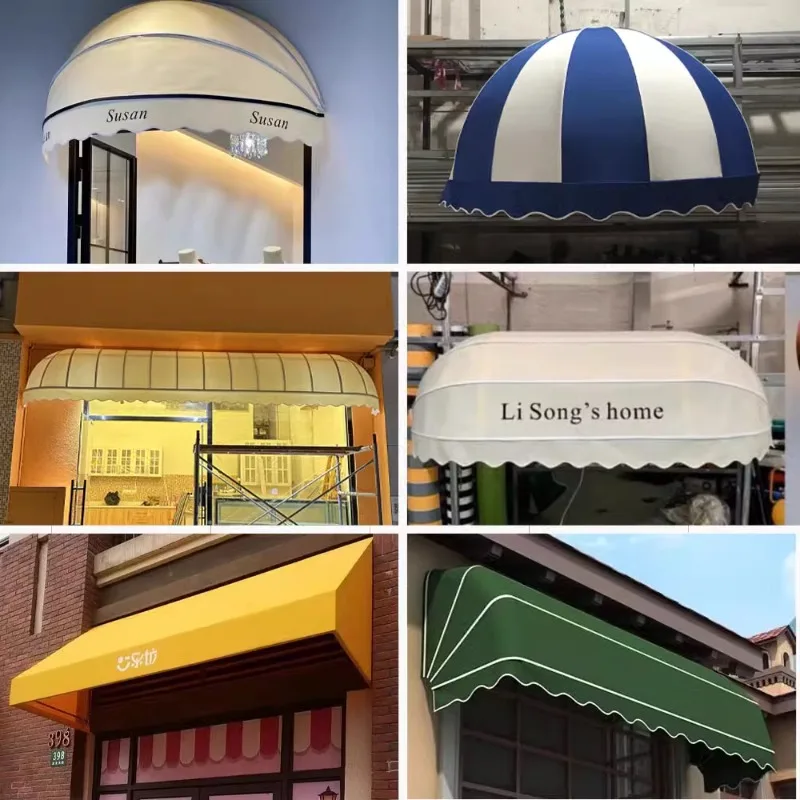 Hot-selling French canopy watermelon movable folding waterproof trapezoidal door head semicircular decorative