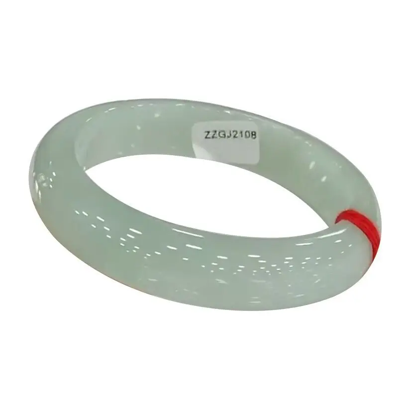 Natural Burmese Old Mine , Ice-Waxy Light Green Single-Color Jade Bracelet for Women, Jadeite Gift view 5