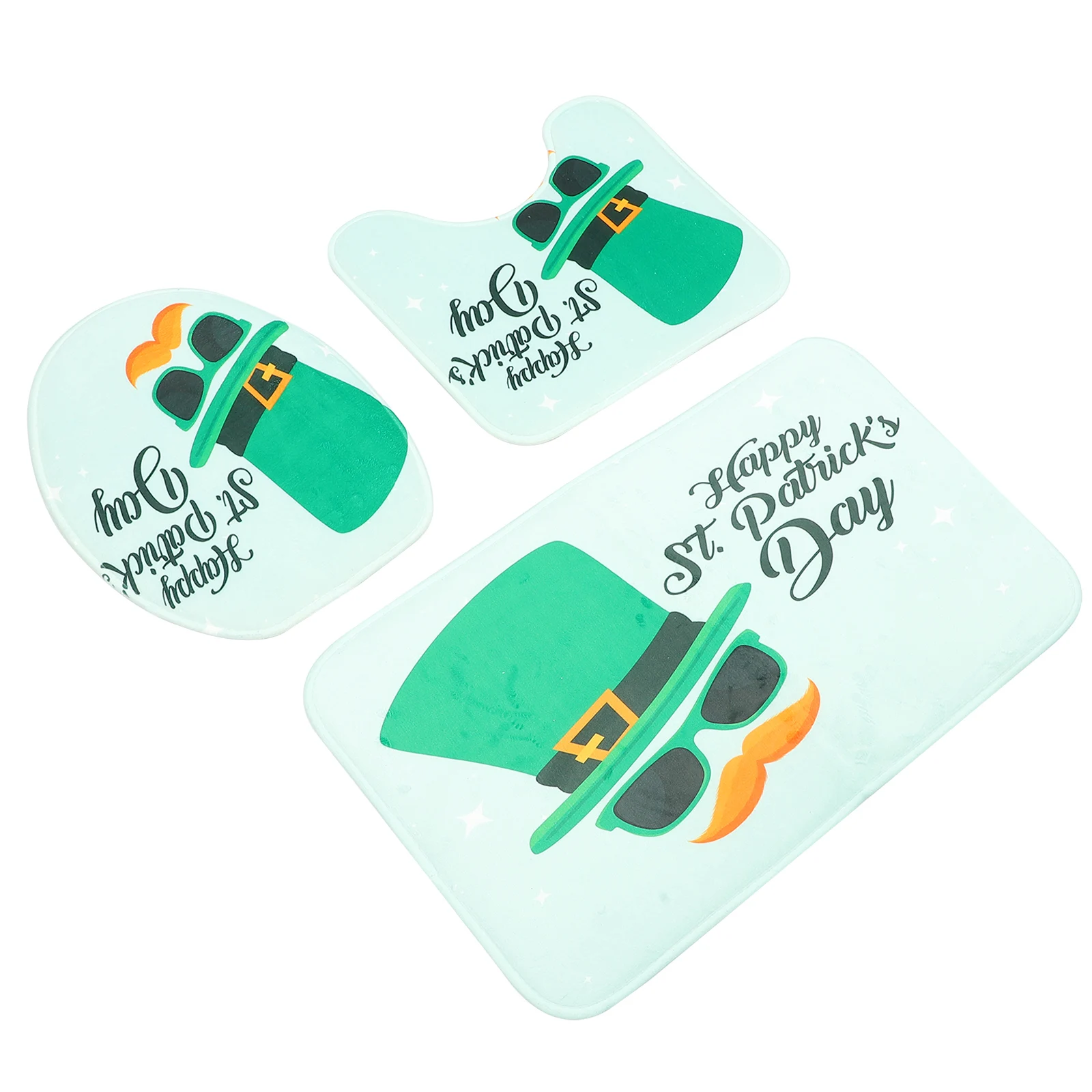 

3 Pcs Non Slip Rug Set Mat Set Non Slip Rug Home Decor Toilet Seat Cover Patrick Day Gift Polyester Material