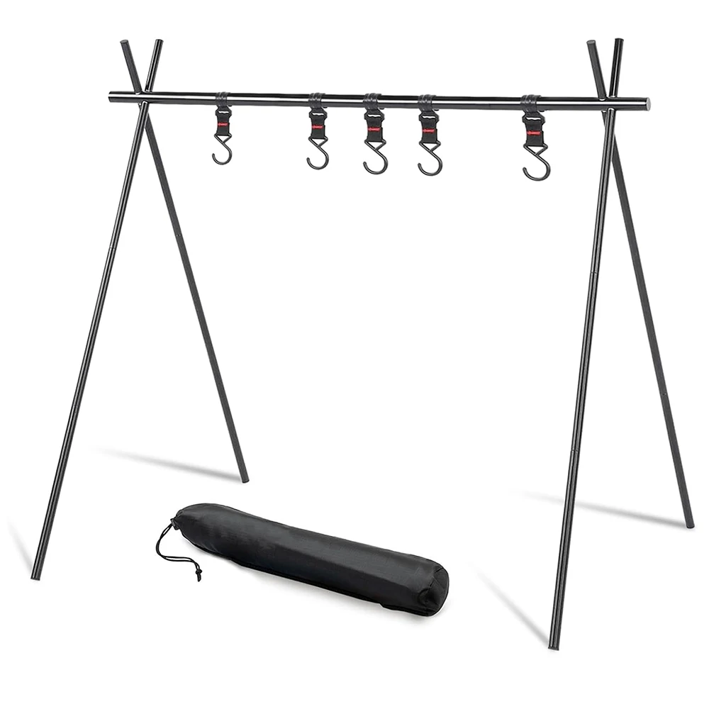 Camping Storage Hook Rack, Folding Cookware and Tableware Hanging Rack for Outdoor Hiking, Climbing, Travelling