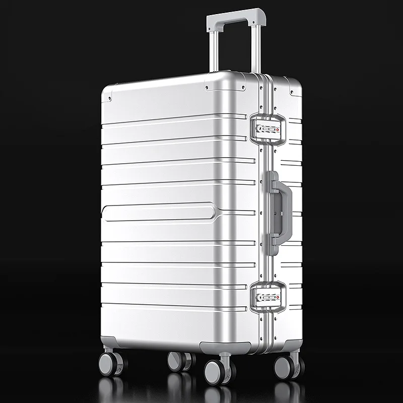 Aluminum Magnesium Alloy Suitcase Luxury Travel Carrier 28-Inch Luggage Travel Bag Wheeled Metal Waterproof Trolley Case TSALock