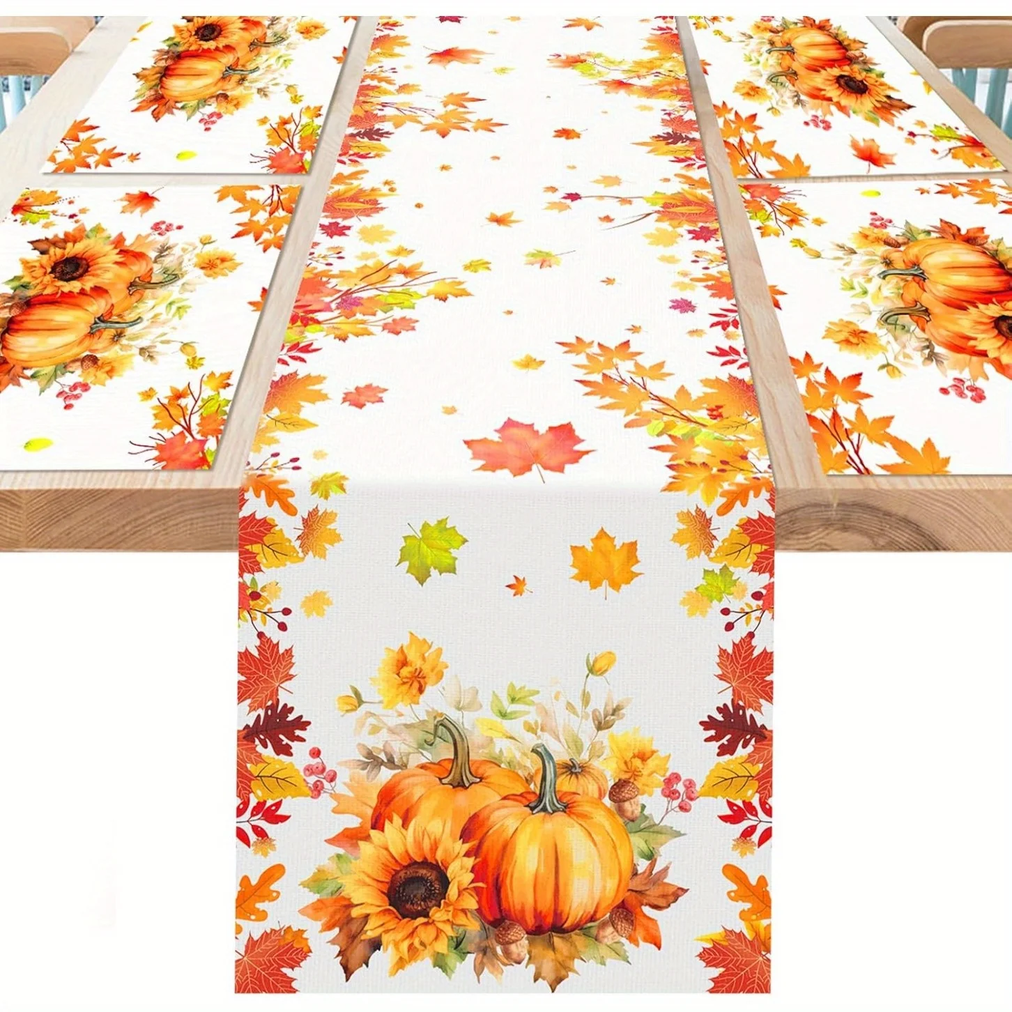 Herbst Kürbis Ahornblatt Leinen Tischläufer Tischset Thanksgiving Dekor Herbst Sonnenblumen Küche Esstisch Läufer Home Decor
