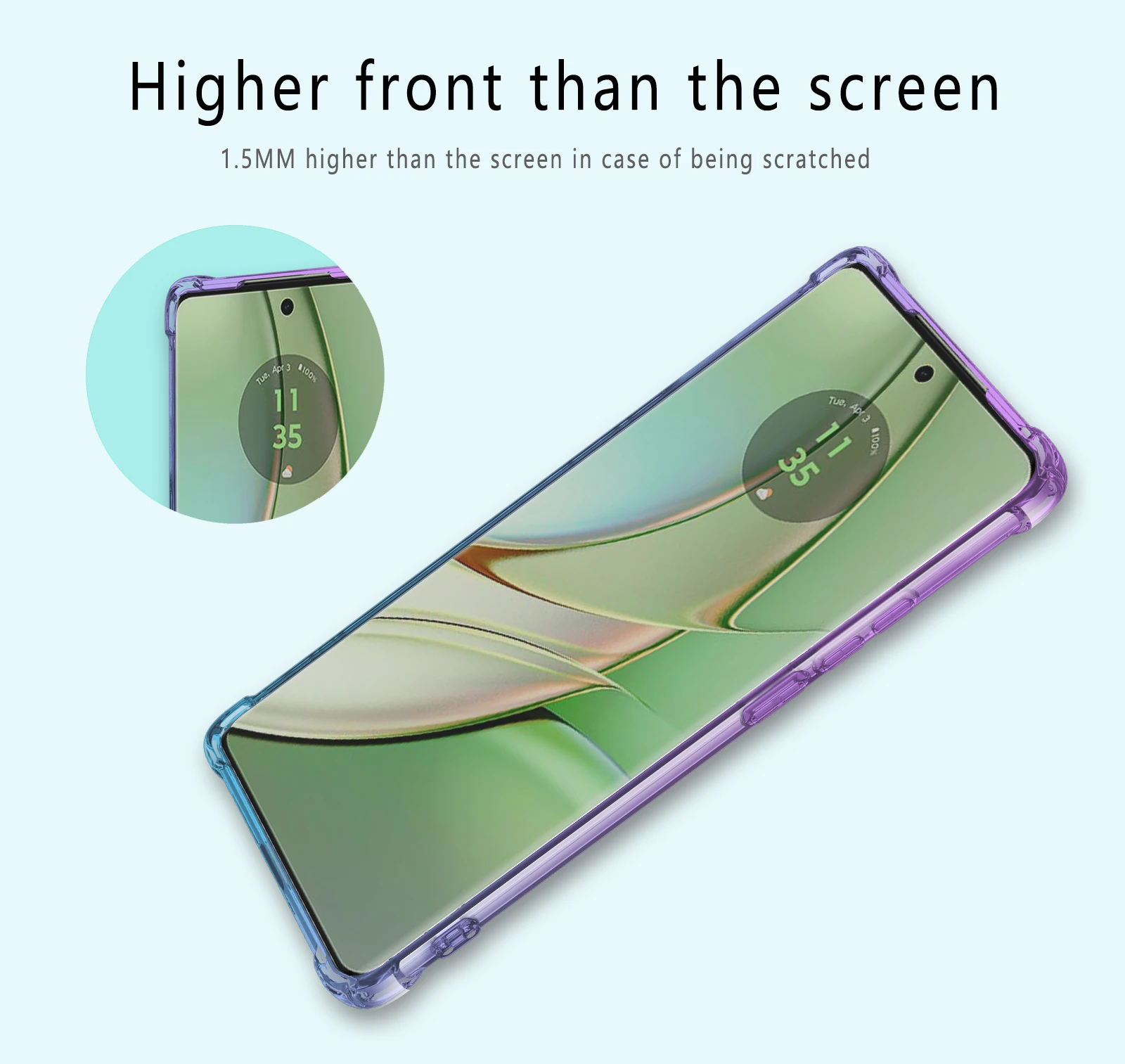 Phone Case For Moto Edge 40 / Edge 40 Pro / Edge 40 Neo Clear Cute Gradient Slim Anti Scratch Flexible TPU Shockproof Cover