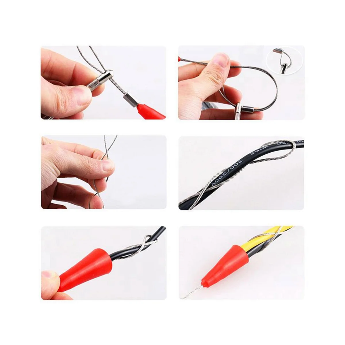 Electrical Threader Lead Tool 30M Cable Wire Guide 3-Strand Wall Threader Cable Stringer with 2 Fasteners.