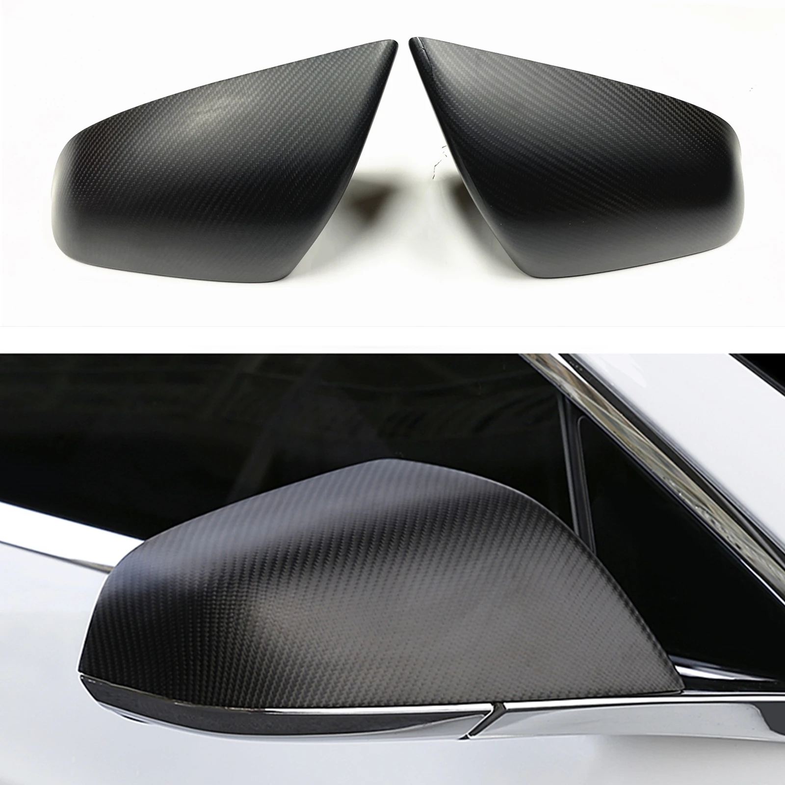 Carbon Fiber Car Mirror Cover Exterior Side Rear View Case Rearview Reverse Cap Shell Add On For Tesla Model S 2012-2020