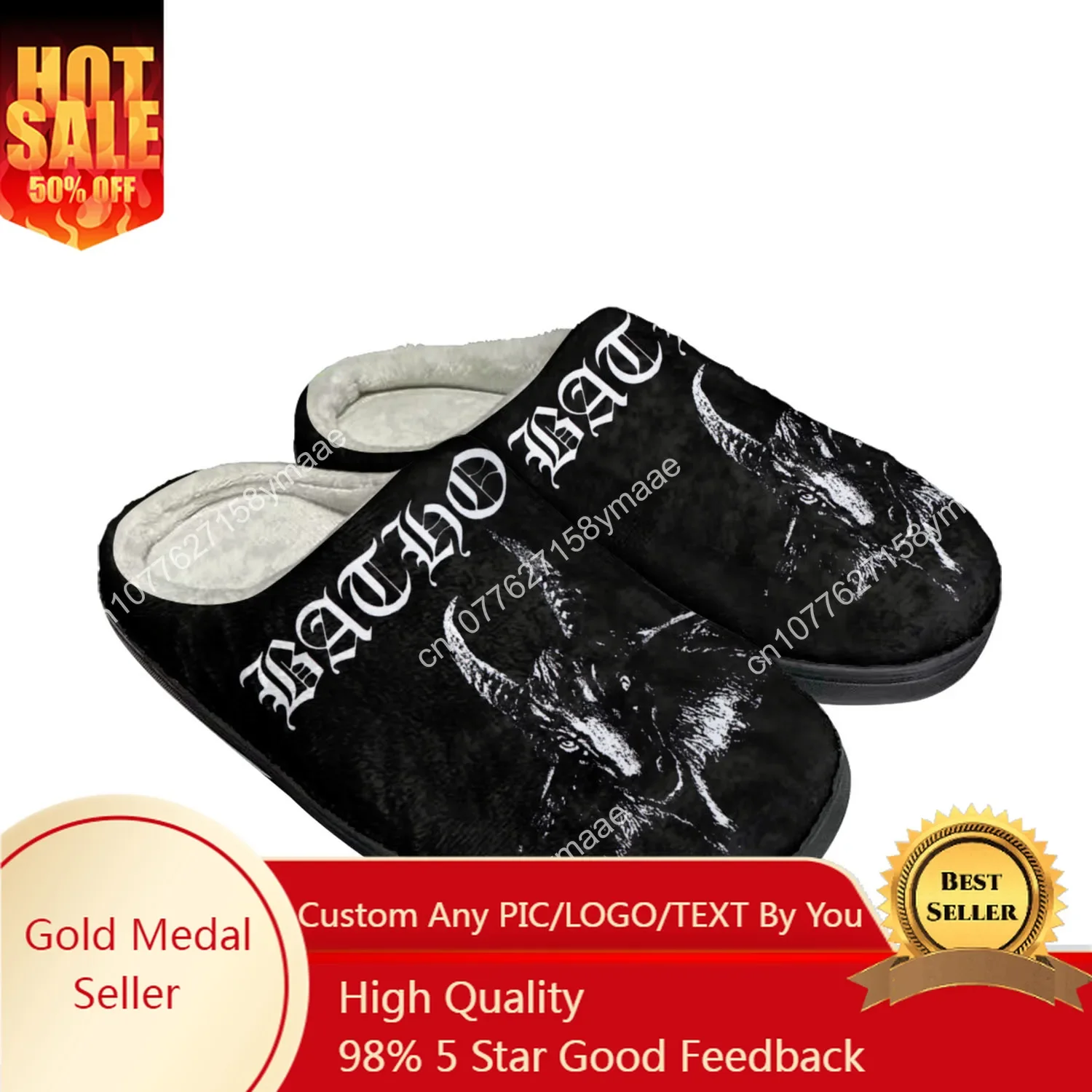 

Bathory Rock Band Home Cotton Slippers Mens Womens Plush Bedroom Casual Keep Warm Shoes Thermal Indoor Slipper Customized Shoe