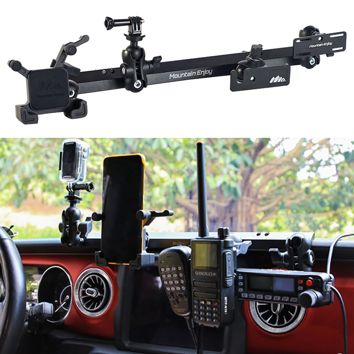 for Jeep Wrangler JL 2018-2026 Offroad Digital Device Dash Mount Bracket Multi-Function Phone GPS Holder Aluminum Alloy